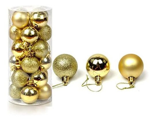 Adorno Navideño Brillante 40mm (pack 24, Dorado)