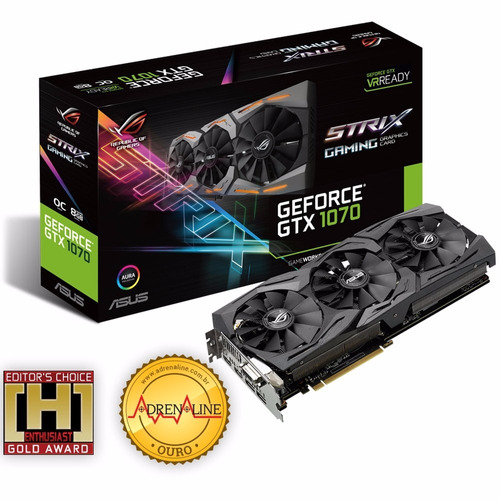 Placa De Vídeo Geforce Gtx1070 Gddr5 256-bits Rog Strix