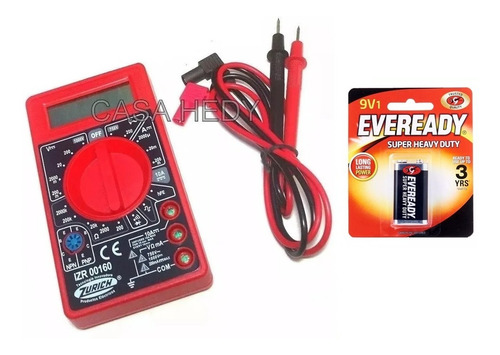 Tester Digital Buzzer Zurich Zr160 + Pila Eveready 9volts Uso Estudiantil 