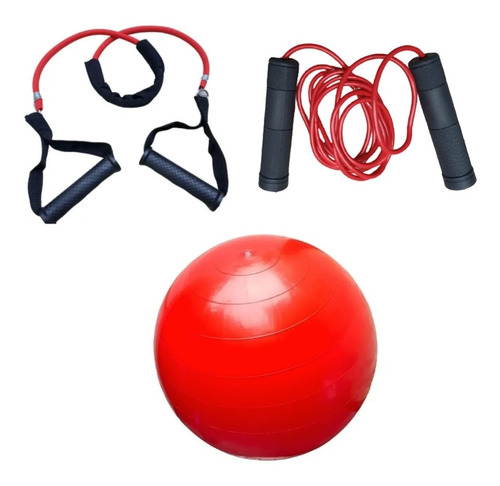 Kit Pilates Pelota 75 Cm Banda Elastica Mancuernas Soga Gym