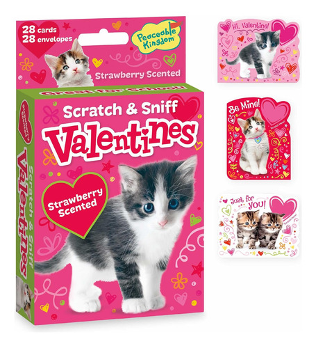 Scratch And Sniff Kitten Valentines - Paquete De 28 Tar...