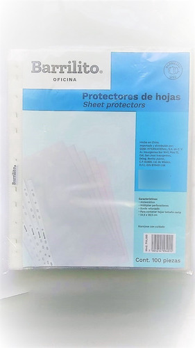 Protector De Hojas 100 Piezas Ligero