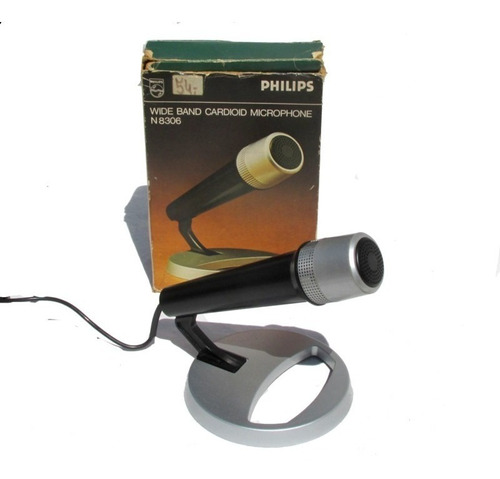 Microfono Philips N°8306, 1970, Holanda, Caja Original