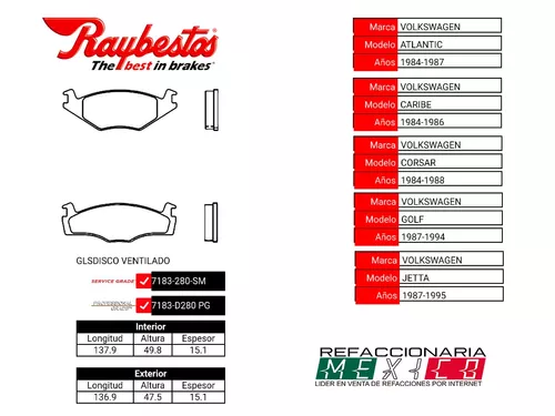 Juego Balatas Golf A3 92-94 () Delantera