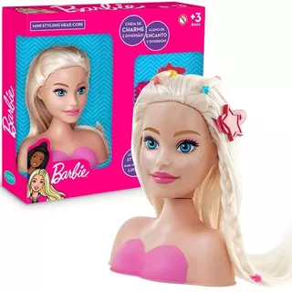 Boneca Barbie Busto Para Pentear Mini Com Acessórios