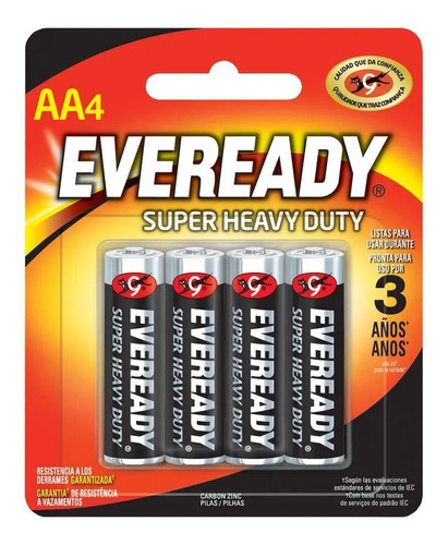 Set X4 Pilas Aa Eveready Zinc Carbon