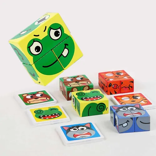 Juego Cubo Rubik Puzzle Face Changing Cambio Emociones Emoji Color De La Estructura Multicolor