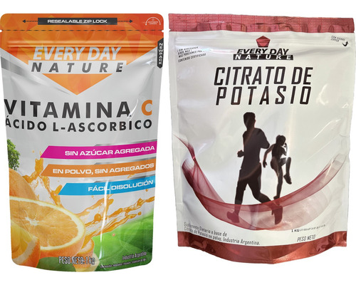 Vitamina C Acido Ascorbico 1 Kg  + Citrato De Potasio 1 Kg