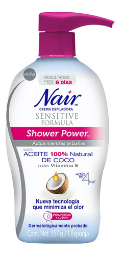 Crema depilatoria Nair Shower Power Aceite de Coco Natural corporal de ducha 357 g