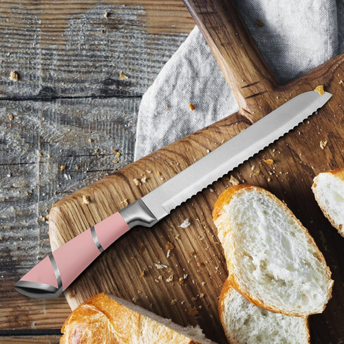 Juego De Cuchillos De Cocina Retrosohoo De Acero Rosas
