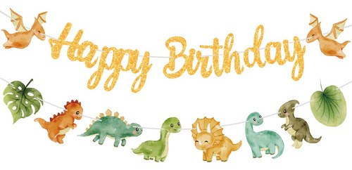 Banner De Fondo De Cumpleaños De Dinosaurios Para Decoración