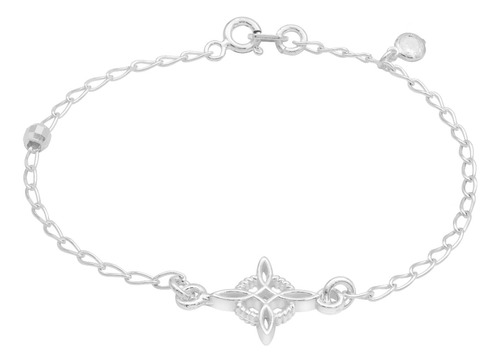 Pulsera Nudo De Bruja Bola Facetada Cristal Mujer Plata 925 Blanco 18 Cm