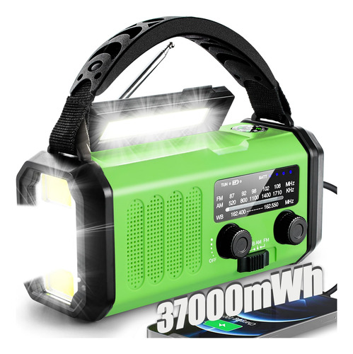 Radio De Emergencia Con Manivela 37000mwh Am/fm Con Linterna