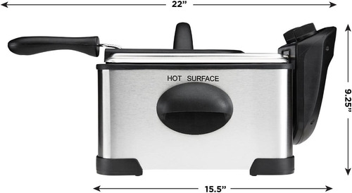 Freidora Chefman Con Colador, 4.5l, Xl, Acero Inoxidable