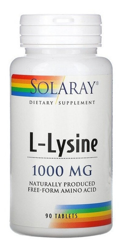Aminoácido L-lisina 1000 mg 90 comprimidos - Solaray - Eua
