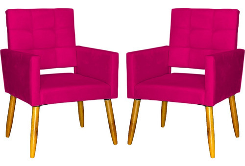 Kit 2 Cadeiras Manicure Escritório Poltronas Recepção Cores Cor Pink Desenho Do Tecido Suede Liso