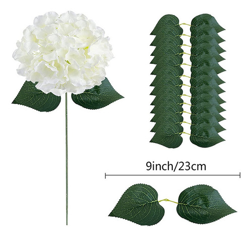 Cabezas De Flores De Seda De Hortensia Ligera, Paquete De 20