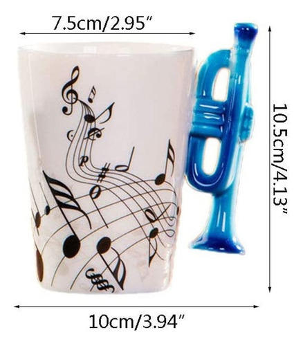 N Taza Cerámica Mango En Forma De Trompeta Y Notas