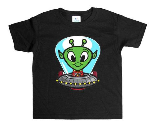 Remera Negra Niños Marciano Extraterrestre R53