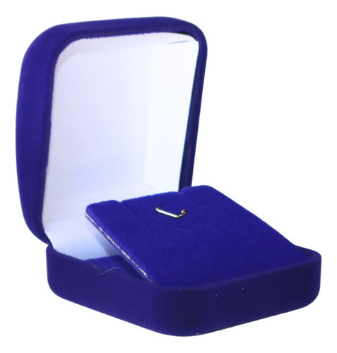 Colar Com Medalha Eucaristia Em Dourado Caixa Veludo Cor Azul