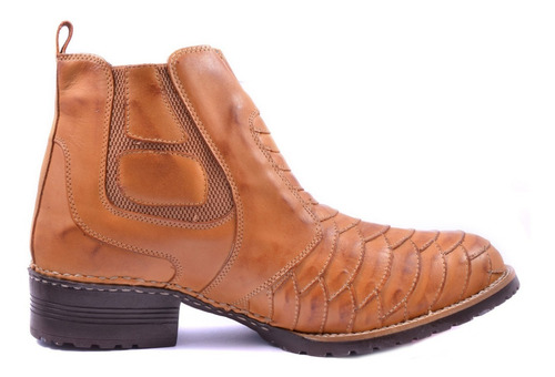 Bota Escamada Masculina Country Rodeio Couro Texana Barretão