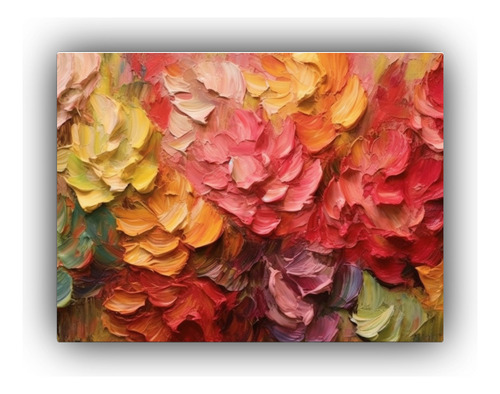 45x30cm Cuadro De Colores Cálidos Con Flores Vibrantes