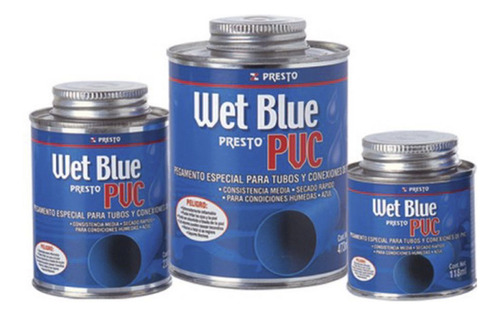 Cemento Para Pvc Azul 473ml Wet Blue