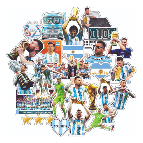 Stickers Calcos Vinilos Argentina Campeón Messi N° 1 -te