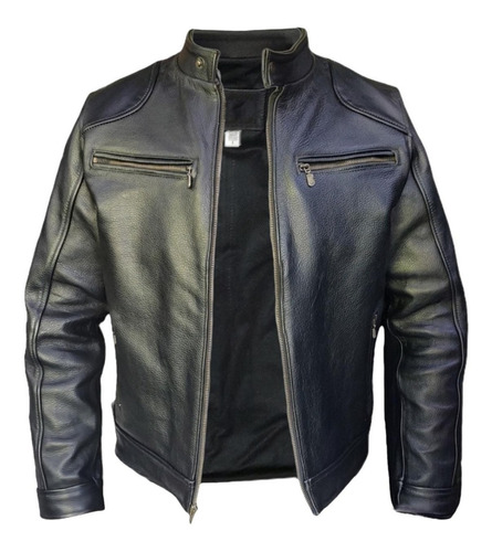 Chamarra De Piel Anca Gruesa Para Motociclista Biker Slimfit