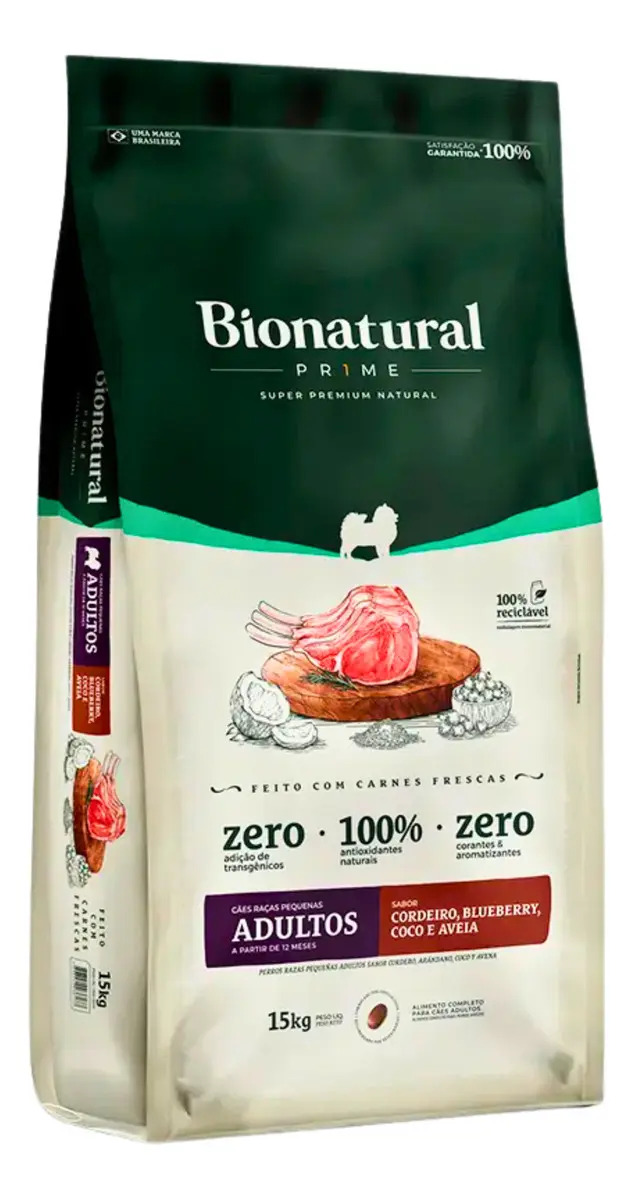 Ração Seca para Cães Adultos Pequenos Bio Natural Cordeiro 15 kg