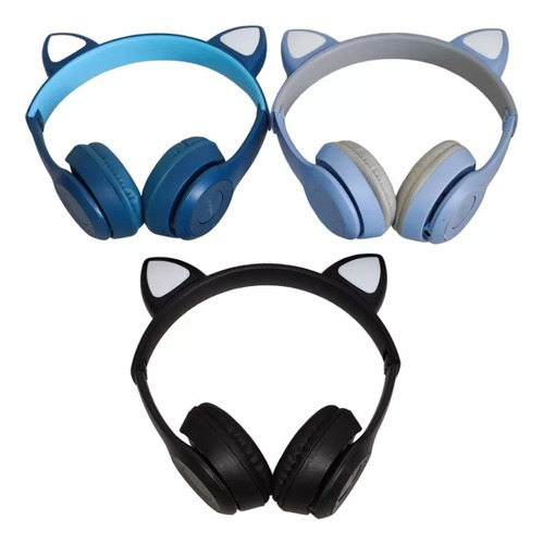 Auriculares Inalámbricos Forma Gato Luz Led Plegable 