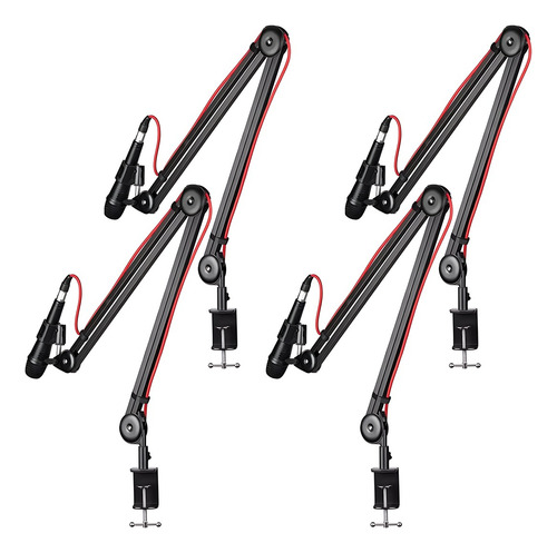 4 Suporte Articulado Grande P Microfone Hyperx Solo/quadcast Cor Preto