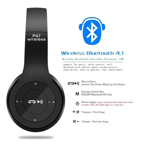 Auricular Vincha Bluetooth P47 Color Negro