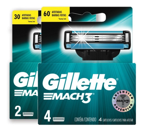 Pack X6 Cartuchos Gillette Mach3 Con Banda Lubricante