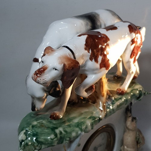 Imagen 4 de 10 de Antiguo Reloj Francés Perros Porcelana Alemania Mag 59213
