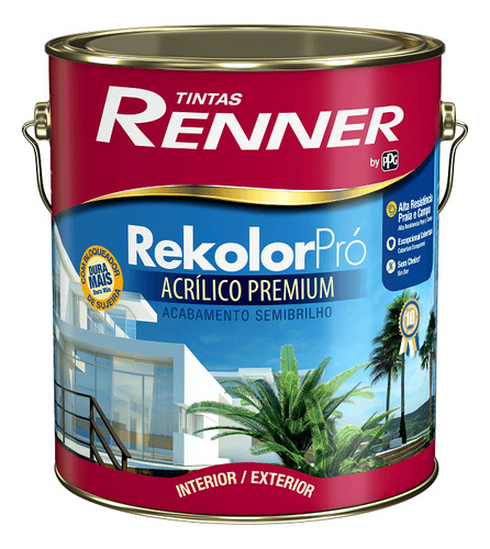 Pintura semibrillante Rekolor Pro, 3,6 litros, color blanco renner