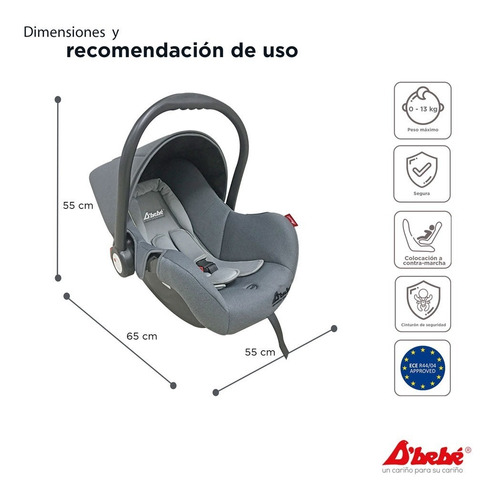 Portabebe Autoasiento D Bebe Mai Travel 3 En 1 Color Gris Gris