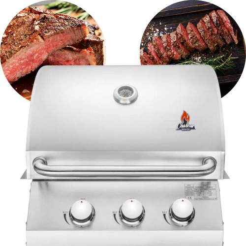 Churrasqueira Chaleur Grill Com 3 Queimadores A Gas De Bancada Embutir Bafo Aço Inox 430 Gás Grande De Espetinho Gourmet Para Frango Americana Churrasco