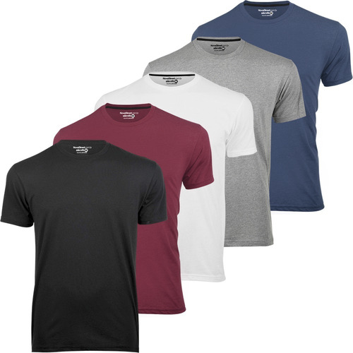 Kit 5 Camisetas Masculinas Básica Lisa Algodão 30.1 Premium