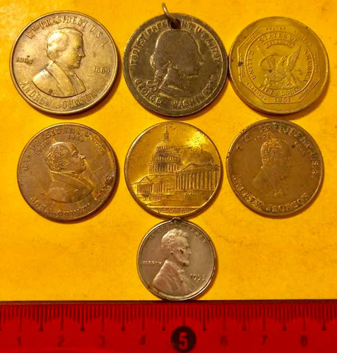 Medallas De Expresidentes Y Moneda Un Centavo Cobre