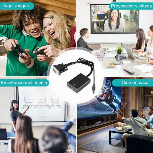 Imagen 3 de 10 de Cable Convertidor Video Vga A Hdmi + Audio Full Hd 1080p