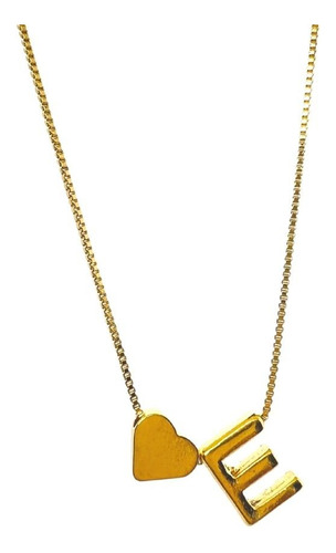 Choker Letra Inicial Com Coração Folheado A Ouro 18 K Cor E