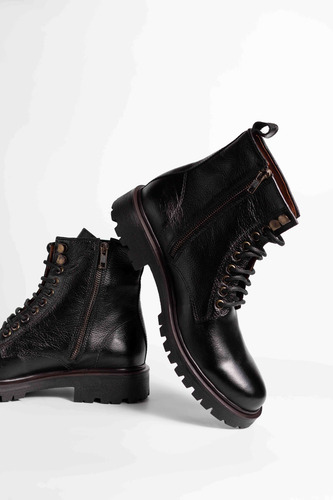 Botas Borcego Hombre Cuero Guido Caña Alta Acordonados