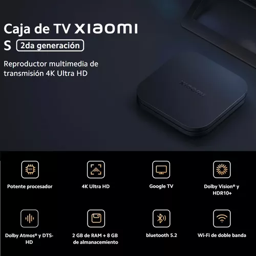 Xiaomi Mi Tv Box S 2nd Control De Voz 4k 8gb Con 2gb De Memoria Ram