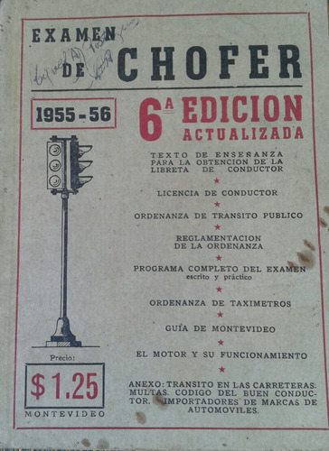 Libro Antiguo Examen De Chofer 1955