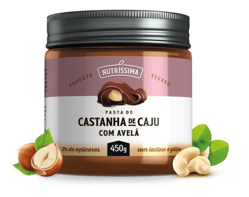 Pasta De Castanha Cajú Avelã E Cacau Vegana 450g Nutríssima