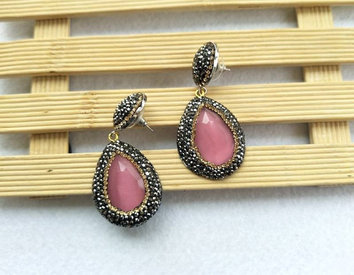 Aretes De Cristal Con Piedras Hermosas Druzy Moda Joyeria