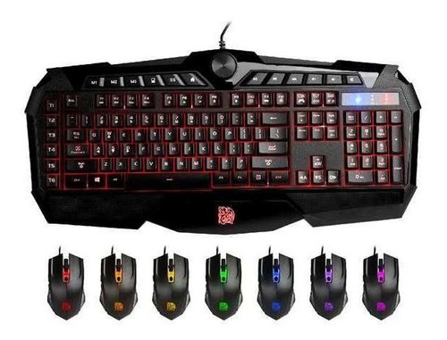 Kit Teclado E Mouse Óptico Challenger Prime Thermaltake Cor do mouse Preto Cor do teclado Preto