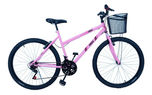 Bicicleta Passeio Anny Aro 26 C/cestinha 18 Vel. Branca Cor Rosa