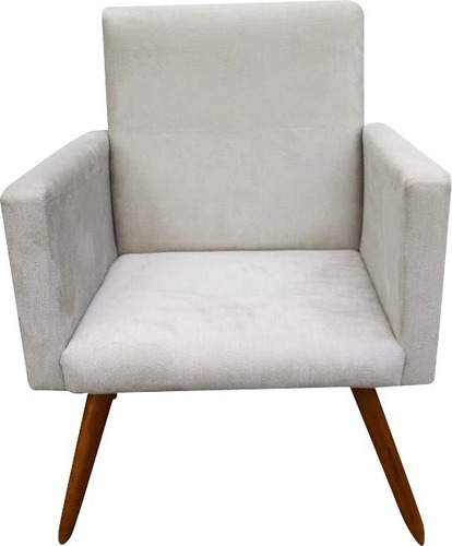 Poltrona Decorativa Bia Patchwork Tecido Suede Cor Suede Bege